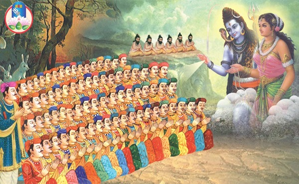Traditional depiction of Lord Mahesh blessing the Maheshwari community
